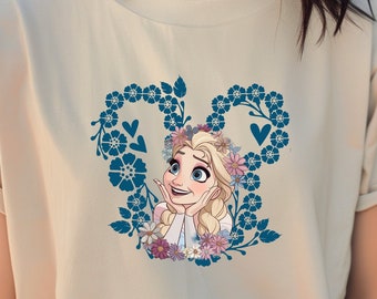 Elsa Flowers Shirts Disneyland Frozen Elsa Shirts Elsa Birthday Gift, Disneyworld Shirts Disney Family Matching Shirts Epcot Shirts