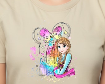 Frozen Anna Watercolor Castle Shirts Princess Anna Shirtss Disneyland Princess Shirts Disney Princess Fan Birthday Gift, Disneyworld