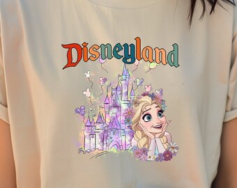 Disneyland Elsa Shirts Disney Princess Castle Shirts Birthday Gift for Disney Fan, Disneyworld Shirts Epcot Family Matching Shirt