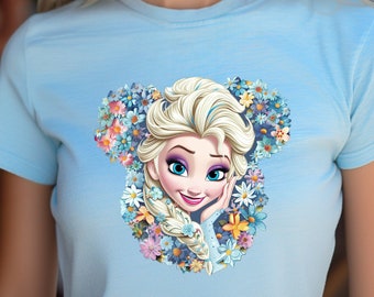 Elsa Flower Mousehead Shirts Frozen Elsa Shirts Disneyland Shirts Disneyworld Princess Shirts Disney Family Matching Shirt Gift Holidays