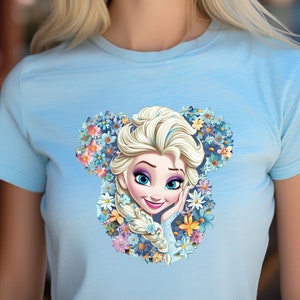 Elsa Flower Mousehead Shirts Frozen Elsa Shirts Disneyland Shirts Disneyworld Princess Shirts Disney Family Matching Shirt Gift Holidays