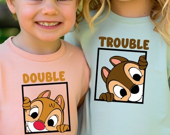 Double Trouble Shirts Chip 'n Dale Shirts Double Trouble Toddler Shirts Chip and Dale Gift, Double Trouble Matching, Disney Birthday Gift