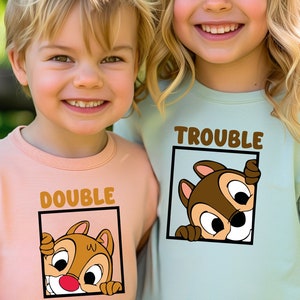 Double Trouble Shirts Chip 'n Dale Shirts Double Trouble Toddler Shirts Chip and Dale Gift, Double Trouble Matching, Disney Birthday Gift