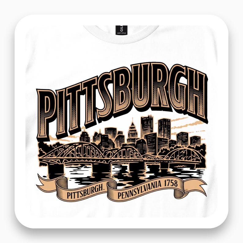 Pittsburgh Pennsylvania Shirt, Three Rivers Skyline Tee, Steel City Gift, Twilight Travel T-Shirt