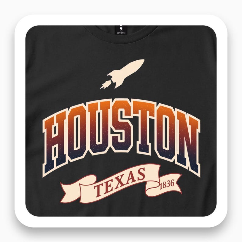 Houston 1836 Shirt, Vintage Athletic Tee, Texas Pride Gift, Retro Rocket T-Shirt