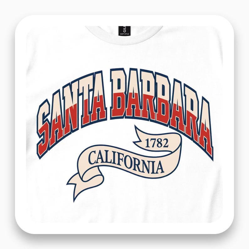 Santa Barbara California Shirt, Vintage Varsity Tee, California Coastal Gift, Retro College T-Shirt