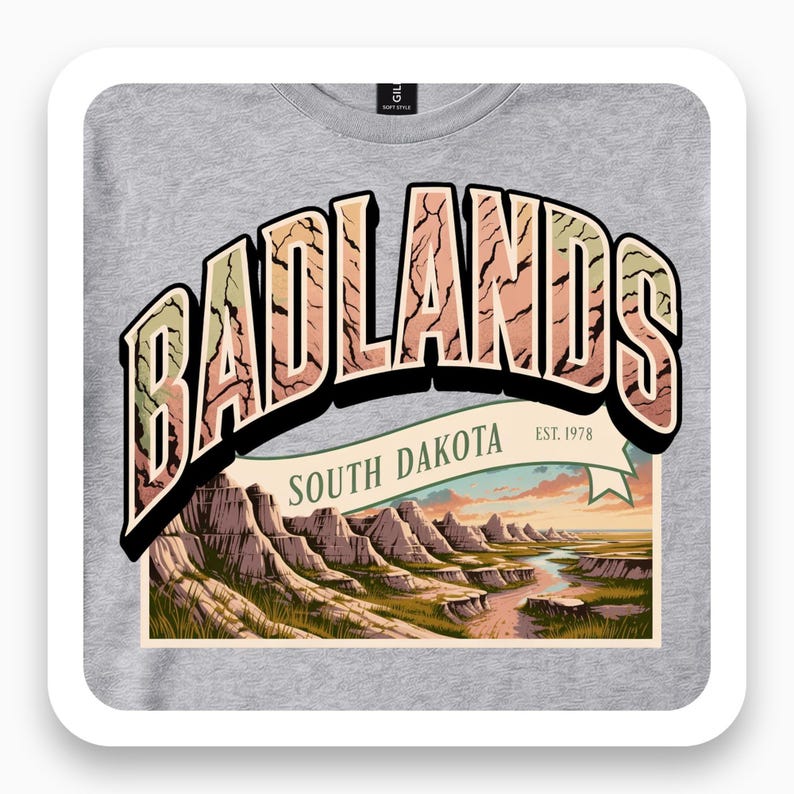 Badlands South Dakota Shirt, Vintage 1978 Tee, National Park Gift, Sunset Landscape T-Shirt