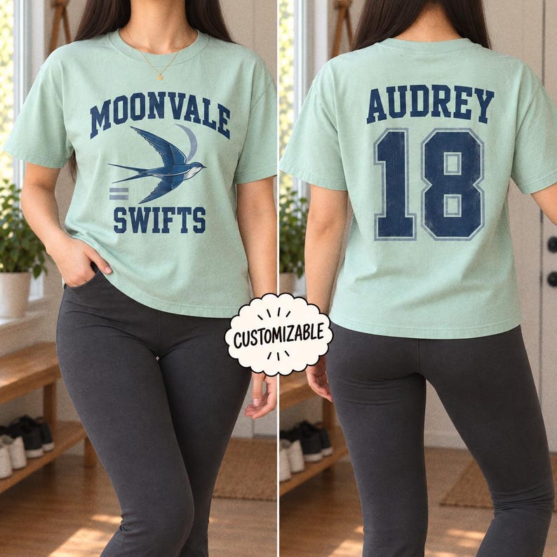 Personalized Athletic Boxy Shirt, Comfort Colors 3023CL Team Mascot Front, Name and Number Back Tee