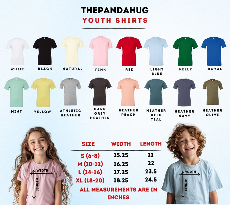 a child's t - shirt sizes chart with a child's t -