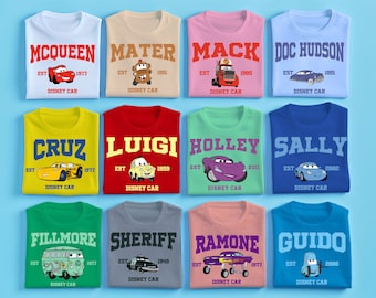 Cars Varsity Shirts, Lightning McQueen and All Characters, Cars Matching Shirt for Family, Disneyland Shirts Birthday Gift for Disney Fan