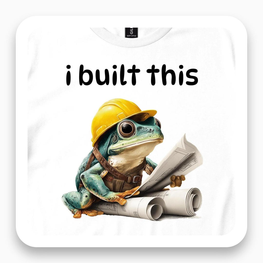 Construction Worker Frog Shirt, Architect Blueprint Tee, Funny Engineer ...