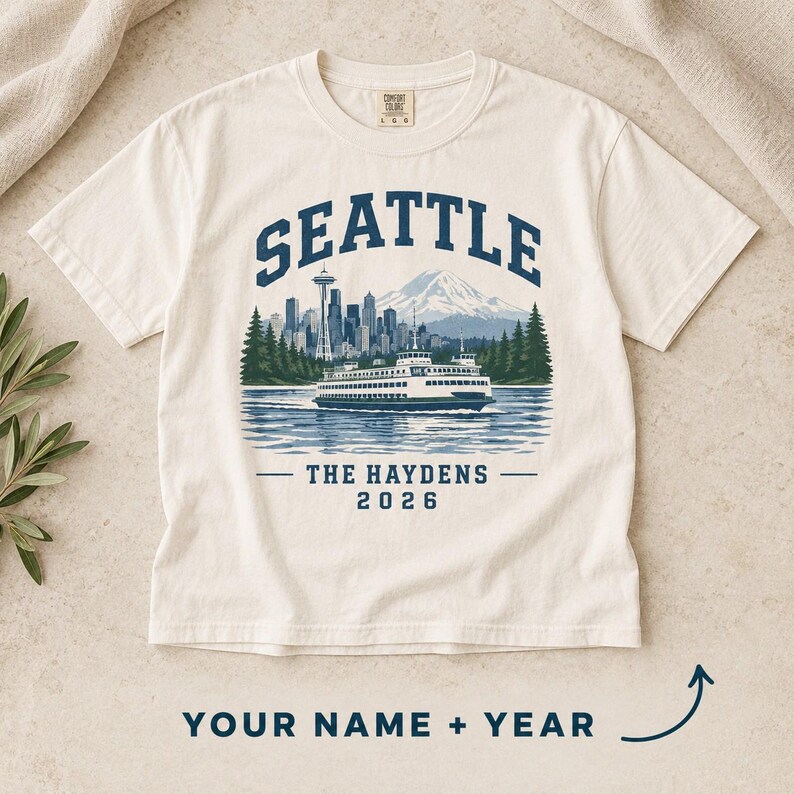 Seattle Shirt, Optional Family Name and Trip Year, Personalized Travel Keepsake, Comfort Colors Tee
