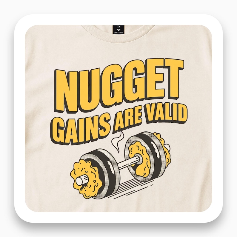 Nugget Gains Are Valid Shirt, Funny Gym Tee, Fitness Humor Gift, Retro Workout T-Shirt