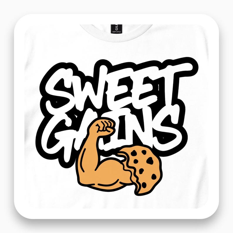 Sweet Gains Shirt, Funny Fitness Tee, Cookie Lover Gift, Gym Humor T-Shirt