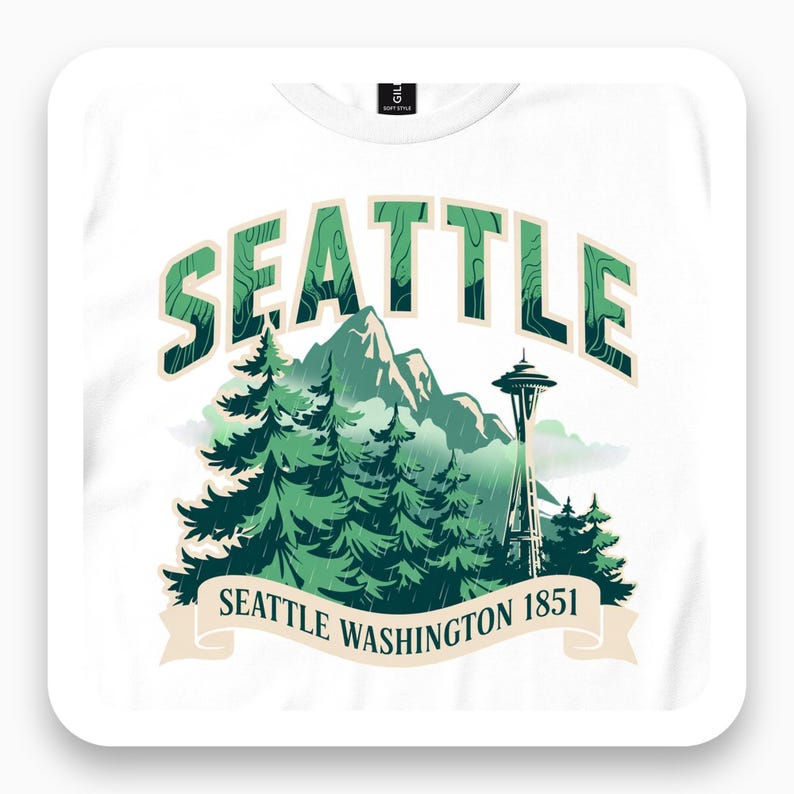 Seattle Washington Shirt, Pacific Northwest Tee, Mountain Forest Gift, Travel Souvenir T-Shirt