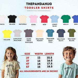 a child's t - shirt size chart with measurements for each child
