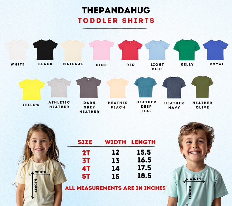 a child's t - shirt size chart with measurements for each child
