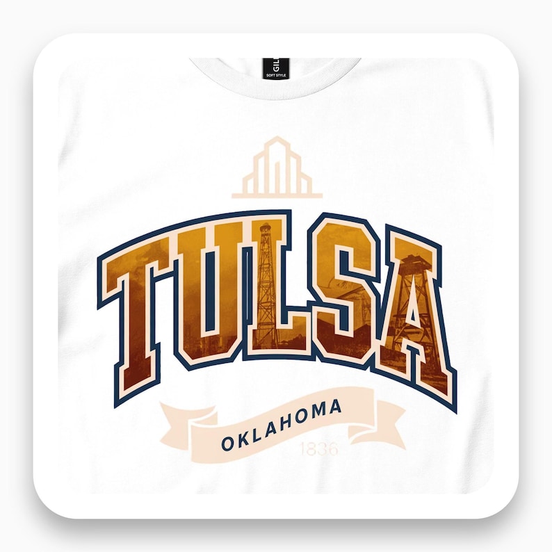 Tulsa Oklahoma Shirt, Vintage Collegiate Tee, Route 66 Travel Gift, Retro Art Deco T-Shirt