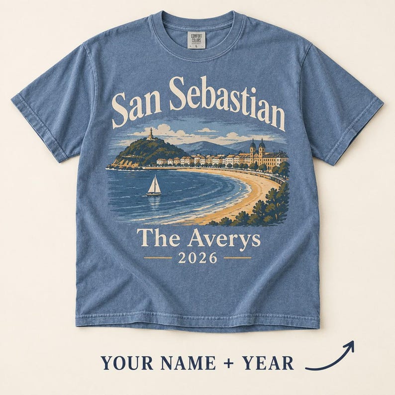 San Sebastian Shirt, Optional Family Name and Trip Year, Personalized Travel Keepsake, Comfort Colors Tee
