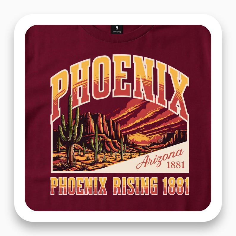 Phoenix Rising 1881 Shirt, Arizona Desert Sunset Tee, Southwest Travel Gift, Vintage Arizona T-Shirt