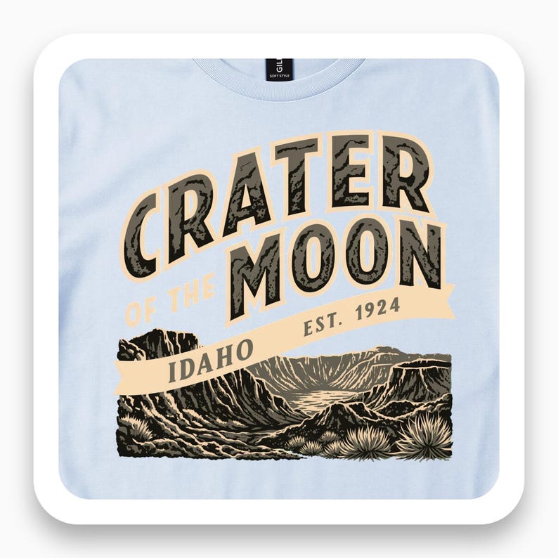 Crater Of The Moon Shirt, Idaho 1924 Vintage Tee, Volcanic Landscape Gift, WPA State Travel T-Shirt