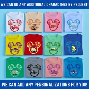 Cars Mouse Ears Shirts Cars Birthday Gift, Disneyland Shirts Disneyworld Shirts Disney Family Matching Shirts McQueen Mater Sally Guido