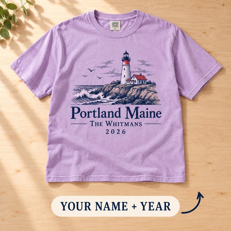 Portland Maine Shirt, Optional Family Name and Trip Year, Personalized Travel Keepsake, Comfort Colors Tee