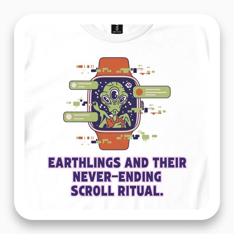 Alien Notification Shirt, Quirky Humor Tee, Tech Satire Gift, Retro Glitch T-Shirt