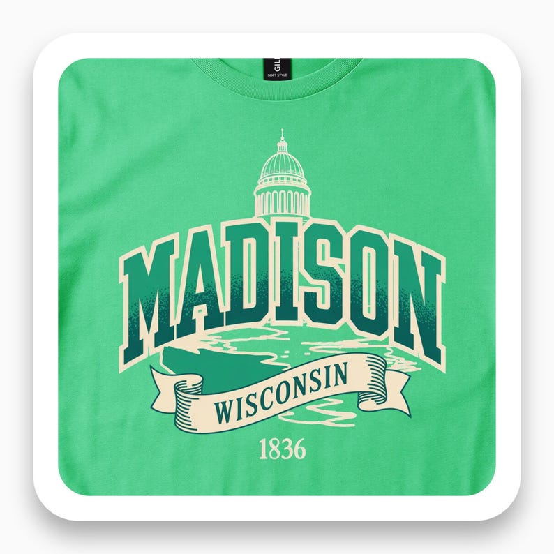Madison Wisconsin Shirt, Vintage Collegiate Tee, State Pride Gift, Wisconsin 1836 T-Shirt