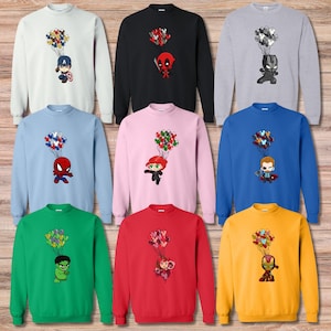 Avengers Chibi Sweatshirts Balloons, Captain America Ironman Hulk Shirts Disneyland SweatShirts Disney Holidays Gift, Disney World Hoodies
