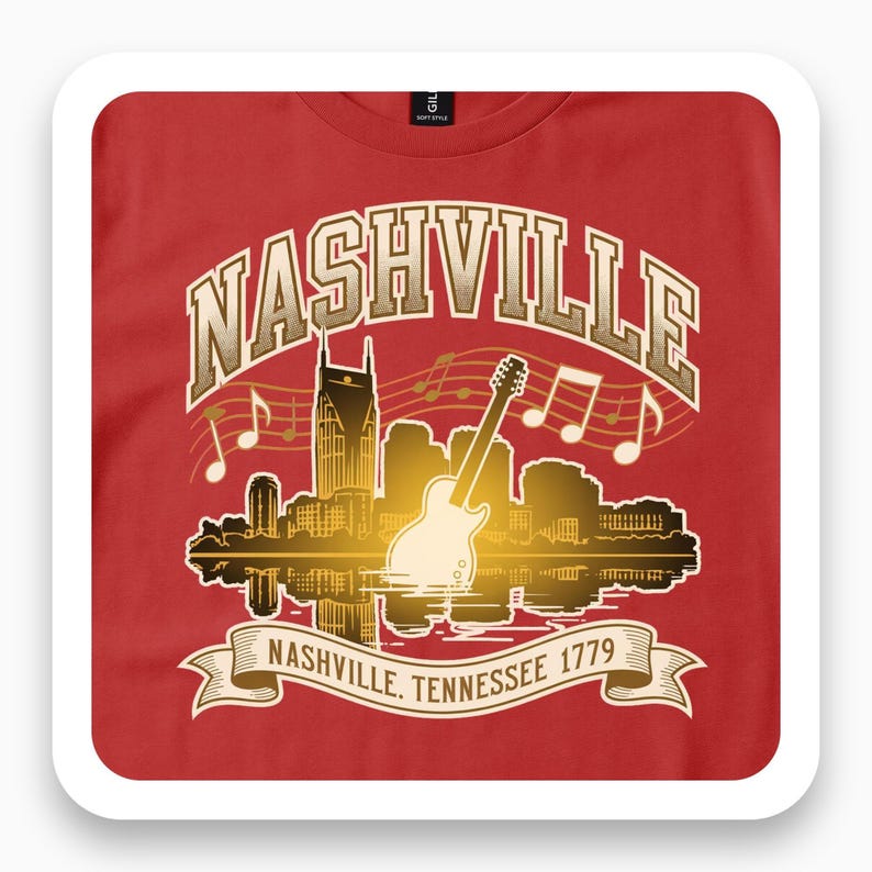 Nashville Tennessee Shirt, Guitar Music Lover Tee, Country Travel Gift, Golden Hour T-Shirt