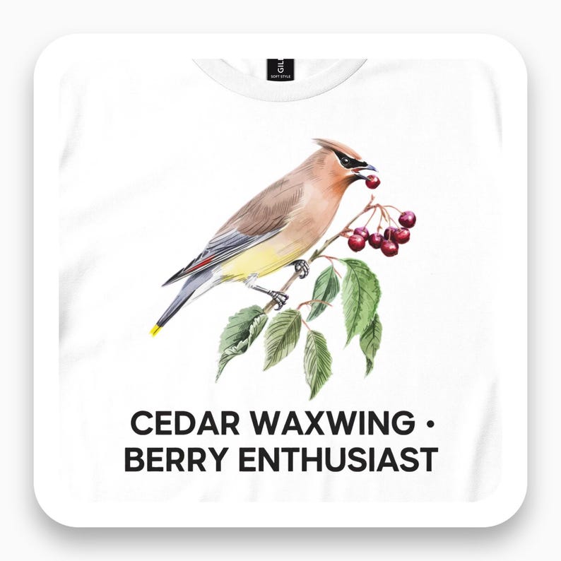 Cedar Waxwing Shirt, Bird Lover Tee, Nature Sketch Gift, Wildlife Art T-Shirt