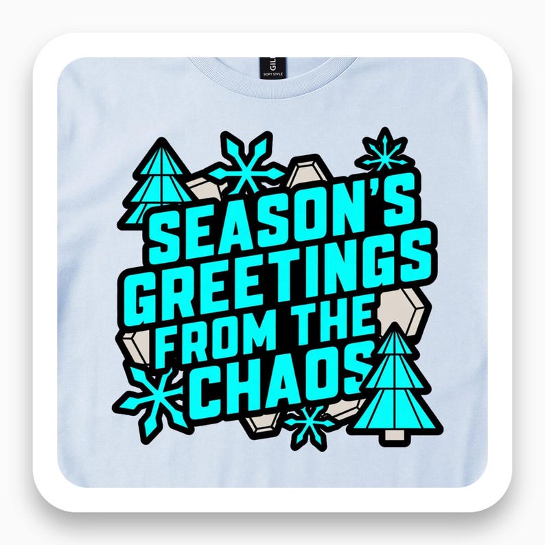 Season's Greetings From The Chaos Shirt, Geometric Christmas Tee, Modern Holiday Gift, Edgy Winter T-Shirt