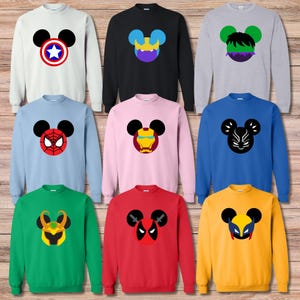 Avengers Mouse Ears Sweatshirts, Captain America Spiderman Ironman Hulk, Disneyland Sweatshirts, Disney Holidays Gift, Disney World Hoodies