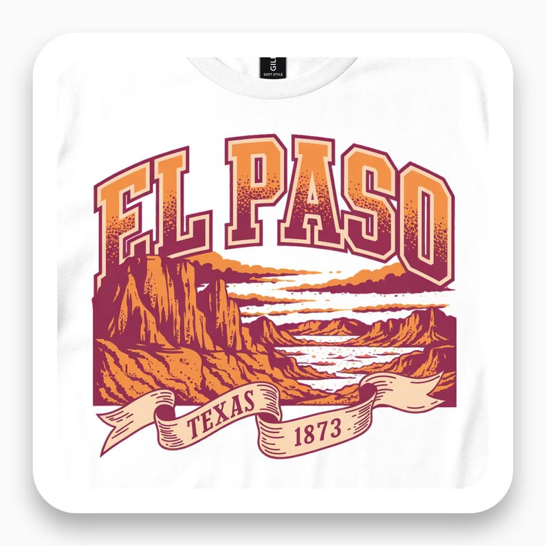 El Paso Texas Shirt, Desert Mountain Tee, Vintage 1873 Gift, Southwestern Landscape T-Shirt