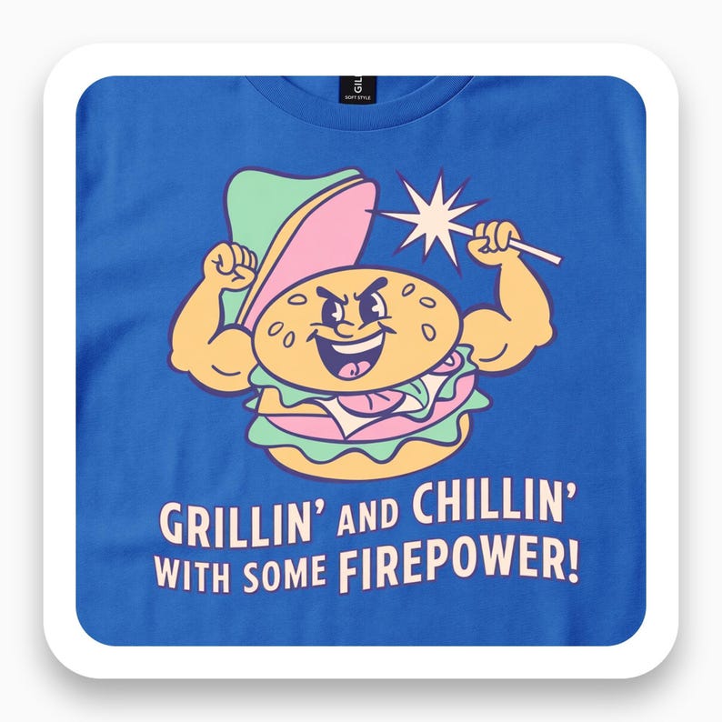 Grillin And Chillin Shirt, Funny Biceps Tee, Retro Diner Gift, Cheeky Humor T-Shirt