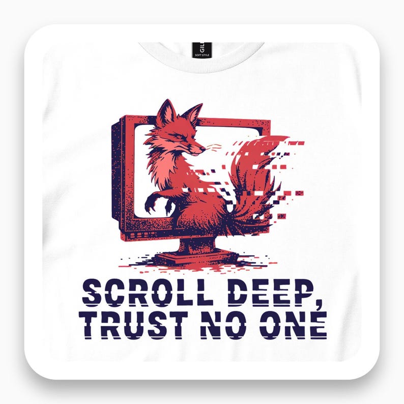 Scroll Deep Trust No One Shirt, Conspiracy Humor Tee, Internet Culture Gift, Retro Glitch T-Shirt