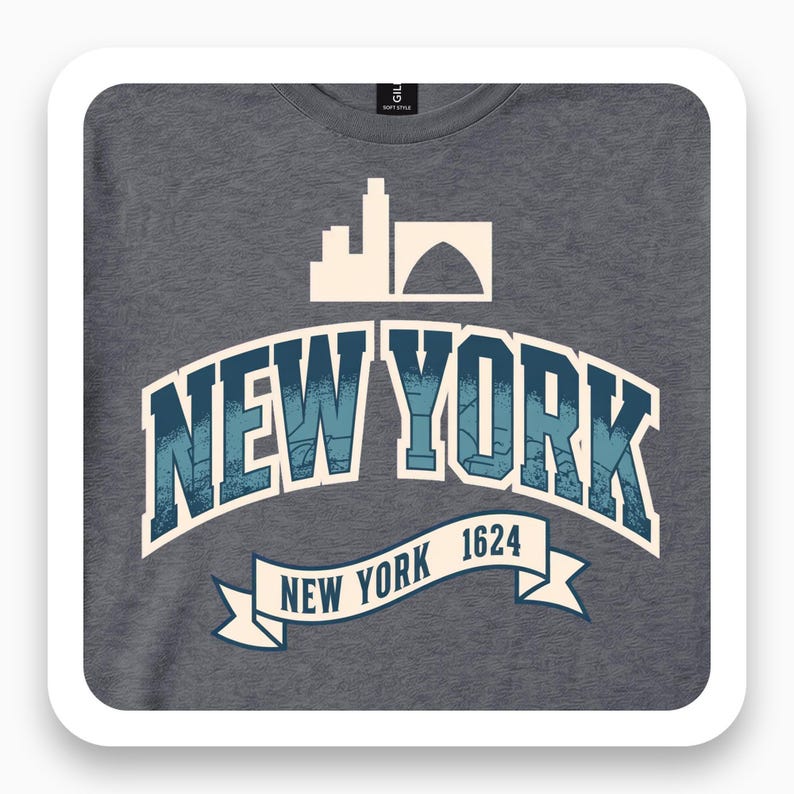 New York Shirt, Vintage Athletic Tee, NYC Skyline Gift, Collegiate Arch T-Shirt