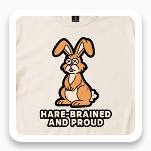 Hare-Brained And Proud Shirt, Funny Rabbit Tee, Vintage 70s Comic Gift, Deadpan Animal T-Shirt