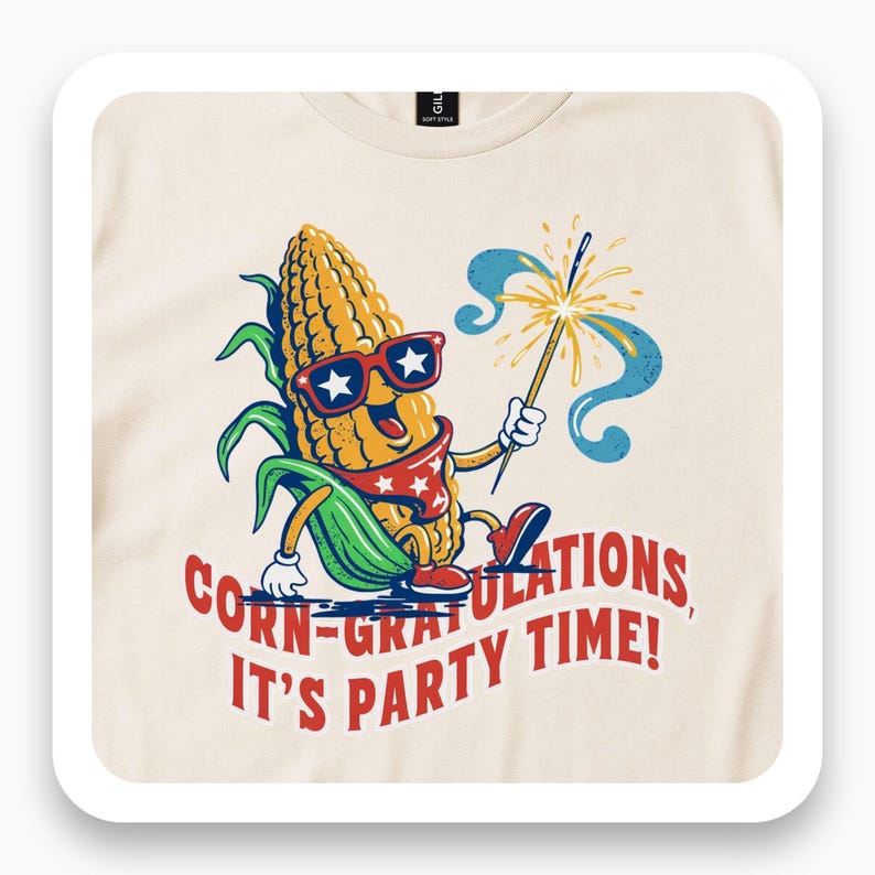 Corn-gratulations Party Shirt, Funny Fourth of July Tee, Retro Summer Gift, Vintage Americana T-Shirt