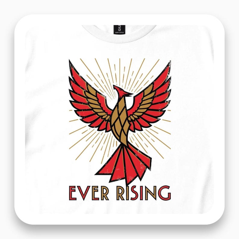 Phoenix Rising Shirt, Art Deco 1920s Tee, Ever Rising Inspirational T-Shirt, Vintage Style Gift for Her