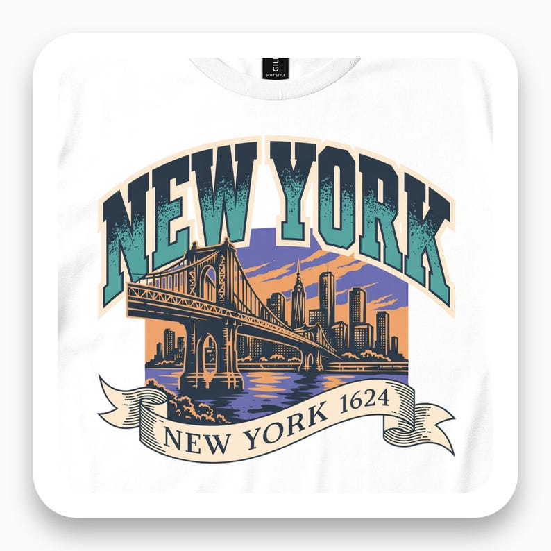 New York Shirt, NYC Skyline Tee, Manhattan Bridge Gift, Vintage Travel T-Shirt
