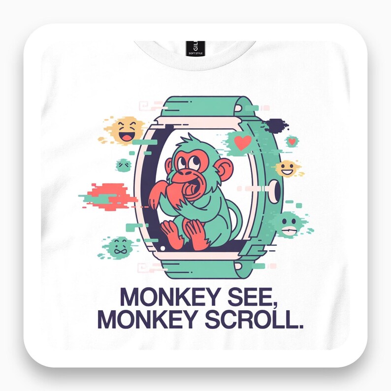 Monkey See Monkey Scroll Shirt, Funny Tech Tee, Retro Glitch Gift, Sarcastic Humor T-Shirt