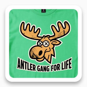 Antler Gang For Life Shirt, Funny Moose Tee, Vintage Roller Derby Gift, Humorous Animal T-Shirt