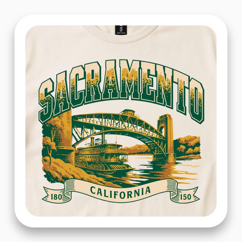 Sacramento Gold 1850 Shirt, California Gold Rush Tee, Vintage River Delta Gift, History Lover T-Shirt