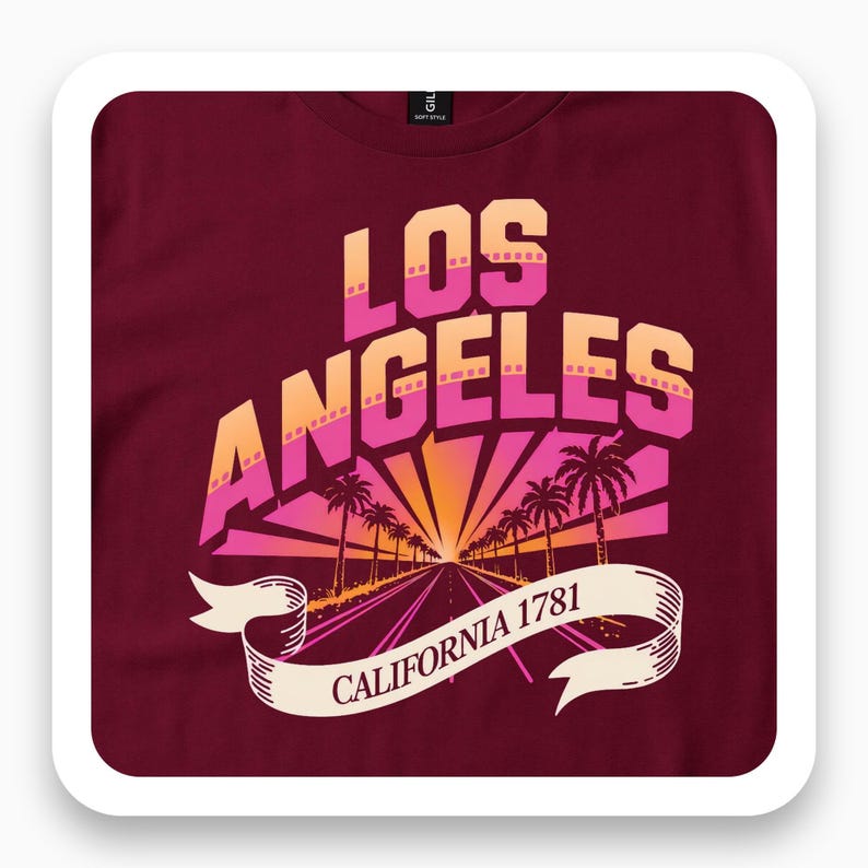 Los Angeles Sunset Shirt, Vintage California Tee, 1970s Retro Gift, Aesthetic Travel T-Shirt