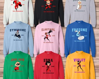 Sudaderas y sudaderas universitarias de Los Increíbles, Dash, Violet, Jack Jack, sudaderas de Disneyland, regalo de Navidad de Disney, sudaderas de Disney World