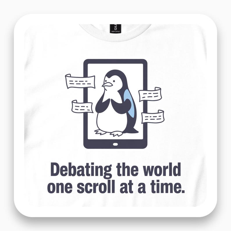 Penguin Social Media Shirt, Funny Internet Humor Tee, Sarcasm Gift, Minimalist Meme T-Shirt