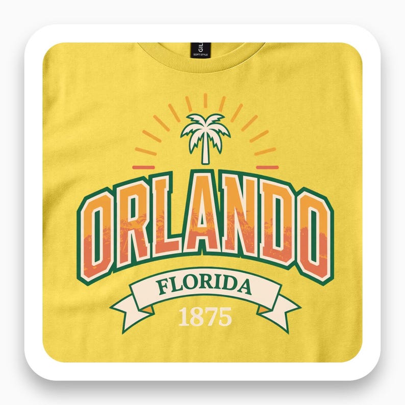 Orlando Florida Shirt, Vintage Collegiate Tee, Retro Athletic Gift, Tropical Vacation T-Shirt