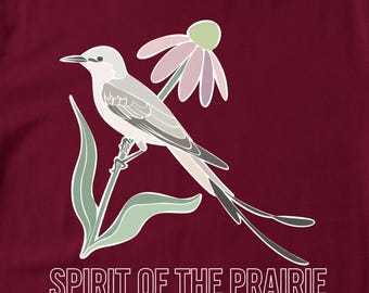 Spirit Of The Prairie Shirt, Scissor-tailed Flycatcher Tee, Minimalist Bird Lover Gift, Nature Art T-Shirt